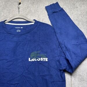 Lacoste Blue Waffle‎ Knit Long Sleeve Shirt Men's Large Lounge Sleepwear Top